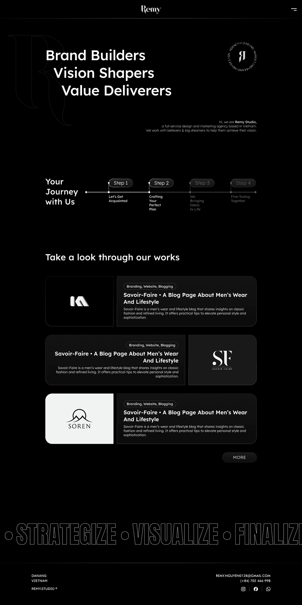 Dark landing page concept with centered type lockup