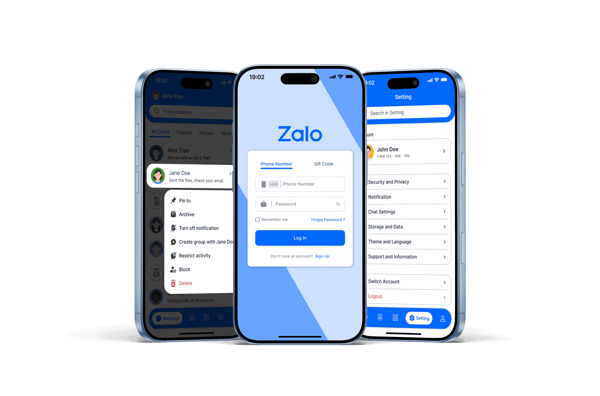 Zalo redesign shown across three devices