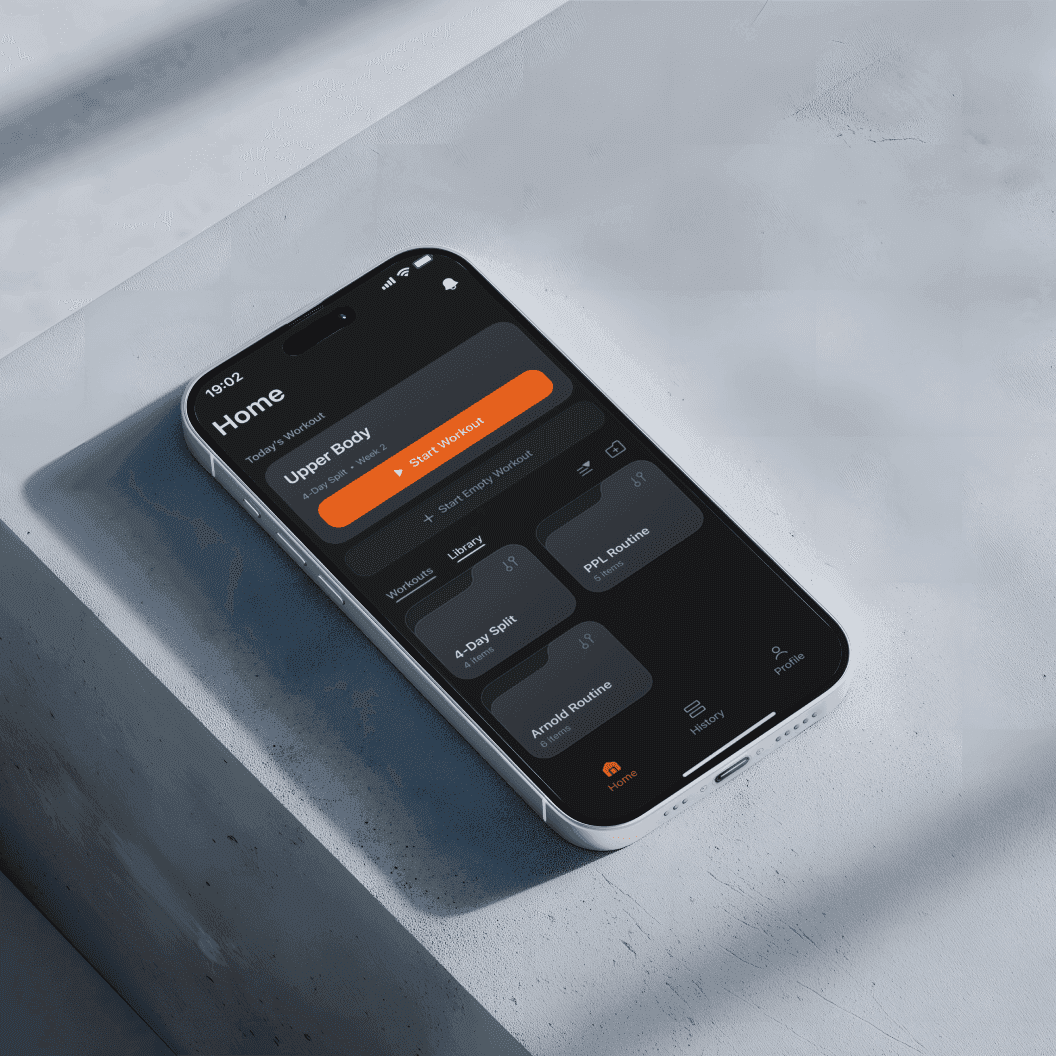 Reps app shown on a phone resting on concrete