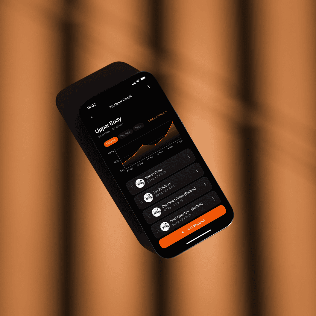 Reps app on a phone lit by warm window light