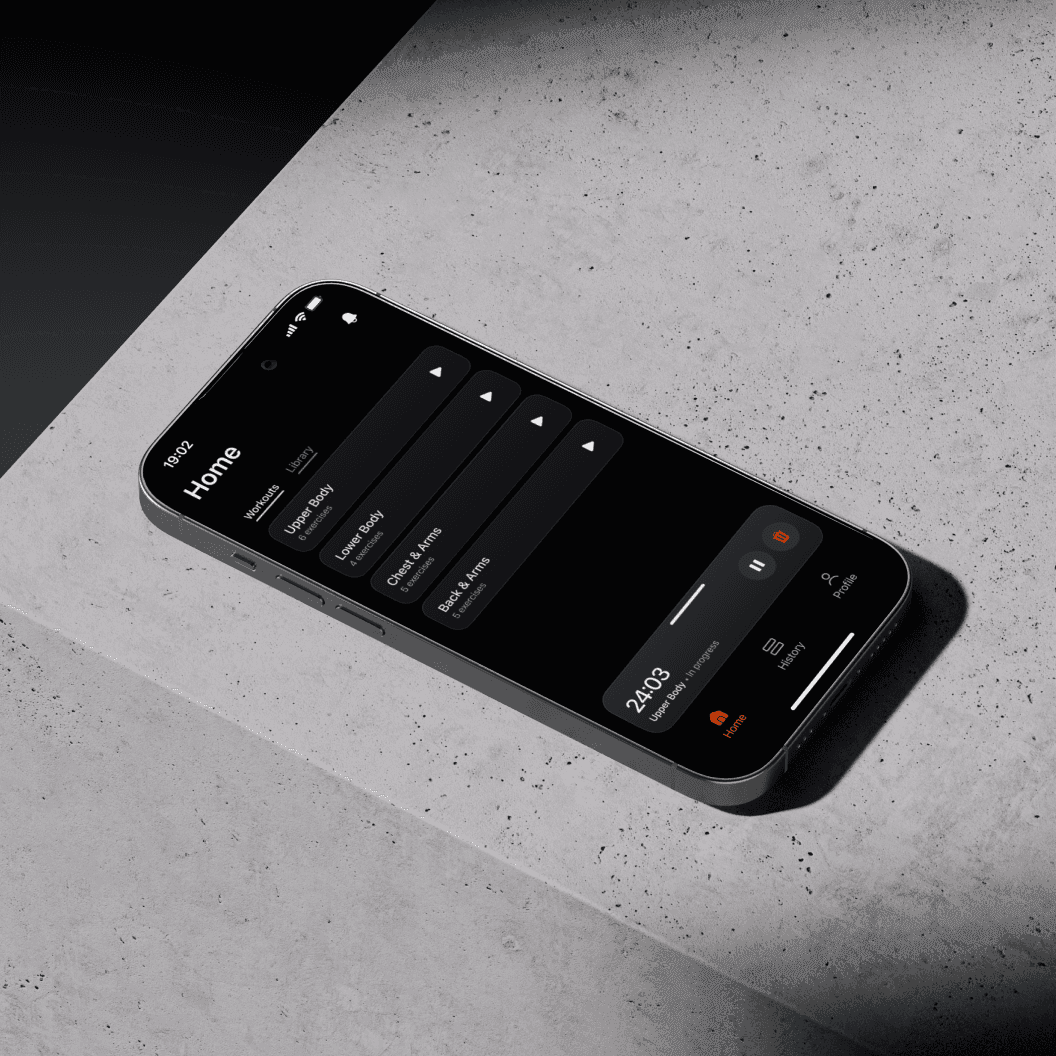 Reps app on a phone against a textured surface